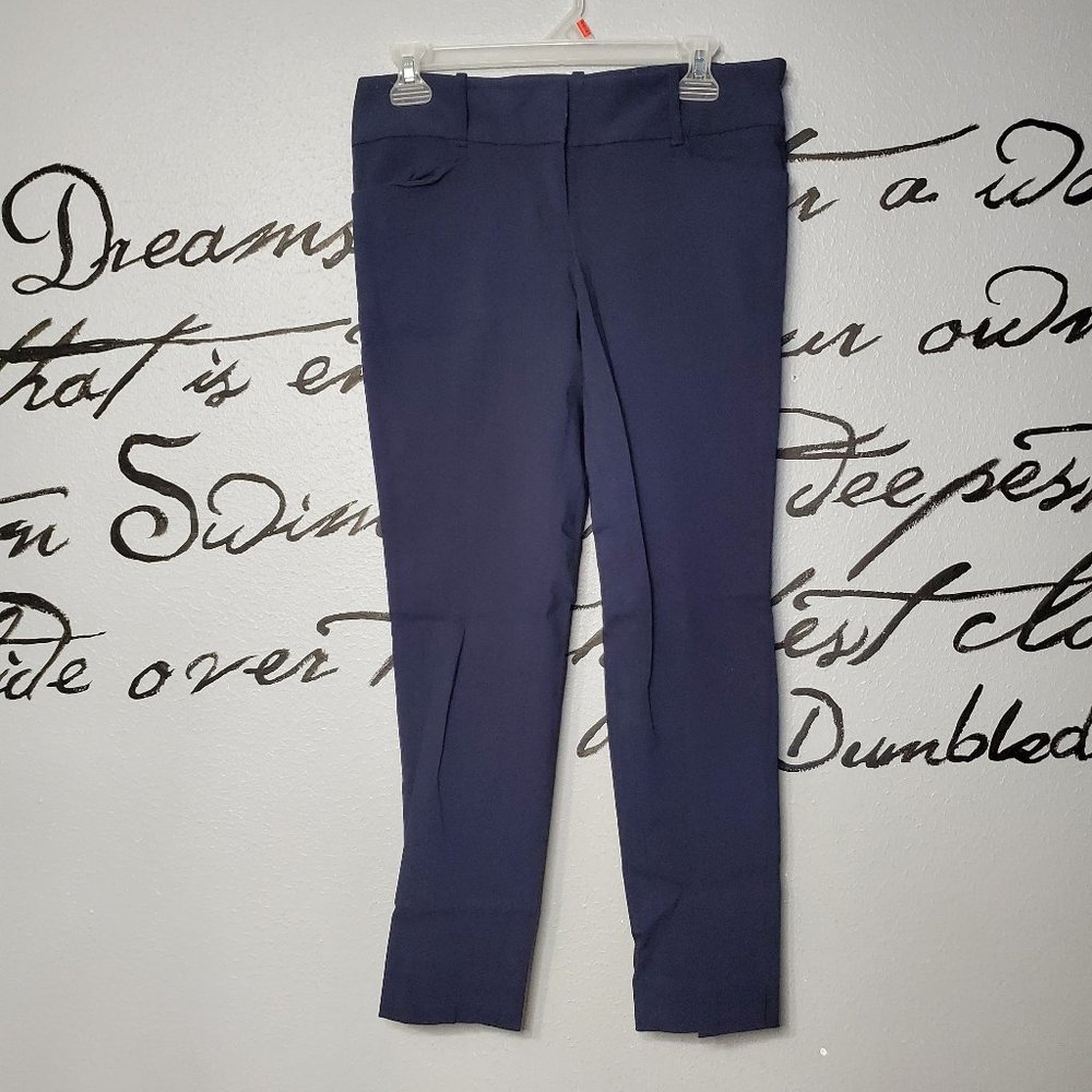 Navy Dress Pants, Casual Slim Fit Stretch Skinny Straight Fit Trouser, 6